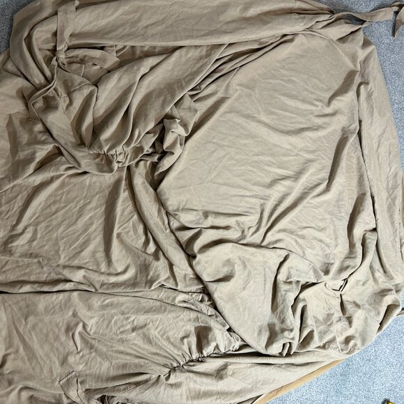 Soft Suede one piece couch slipcover with ties and cinched elastic - Picture 3 of 7